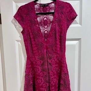 For Love & Lemons Maroon Lace Dress